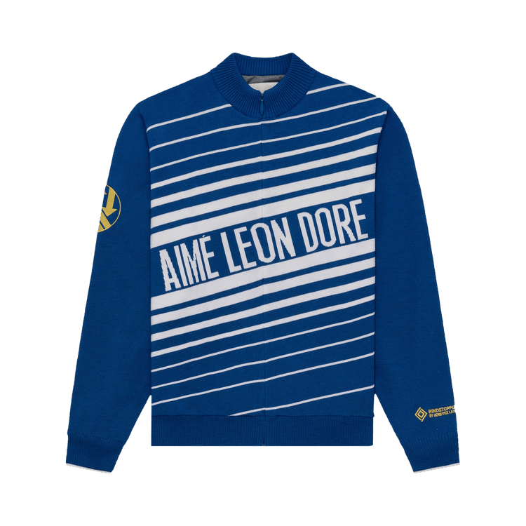 Aimé Leon Dore WINDSTOPPER Striped Knit Cycling Jersey By GORE-TEX Labs "Navy Peony"