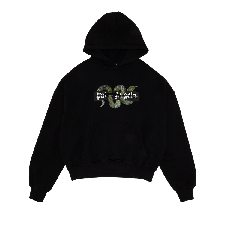 Palm Angels Snake Zip Box Logo Hoodie "Black/Green"