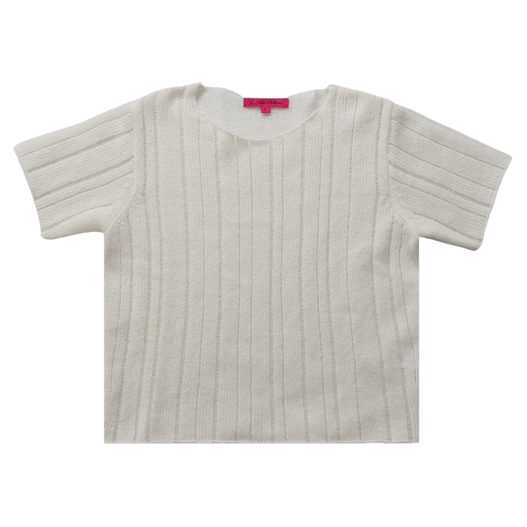The Elder Statesman Drop Needle Short-Sleeve Tee "Chalk"