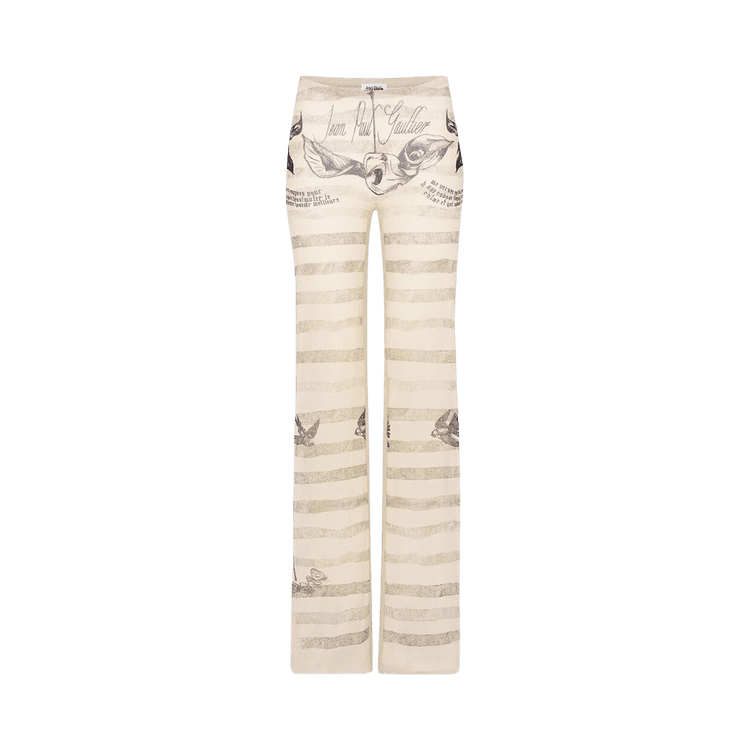 Jean Paul Gaultier Tattoo Marinière Mesh Trouser "Ecru/Black/Red"
