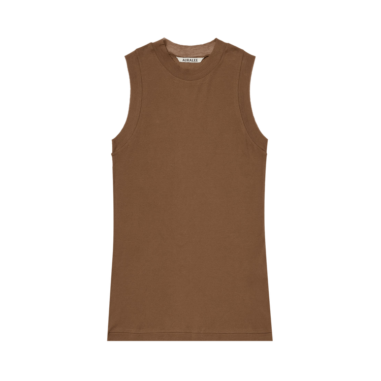 Auralee Super High Gauge Sheer Rib Tank Top "Brown"