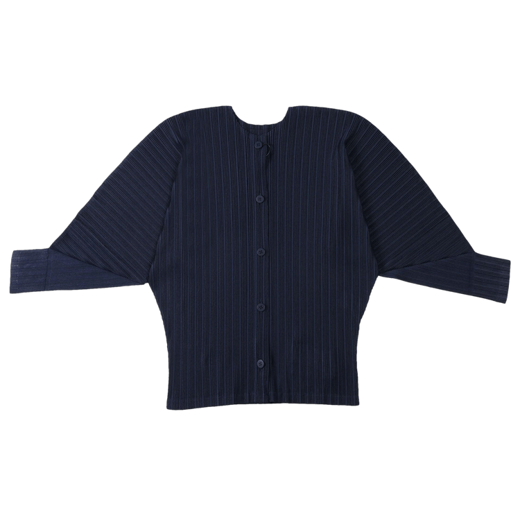 Pleats Please Issey Miyake Rib Pleats February Cardigan "Navy"