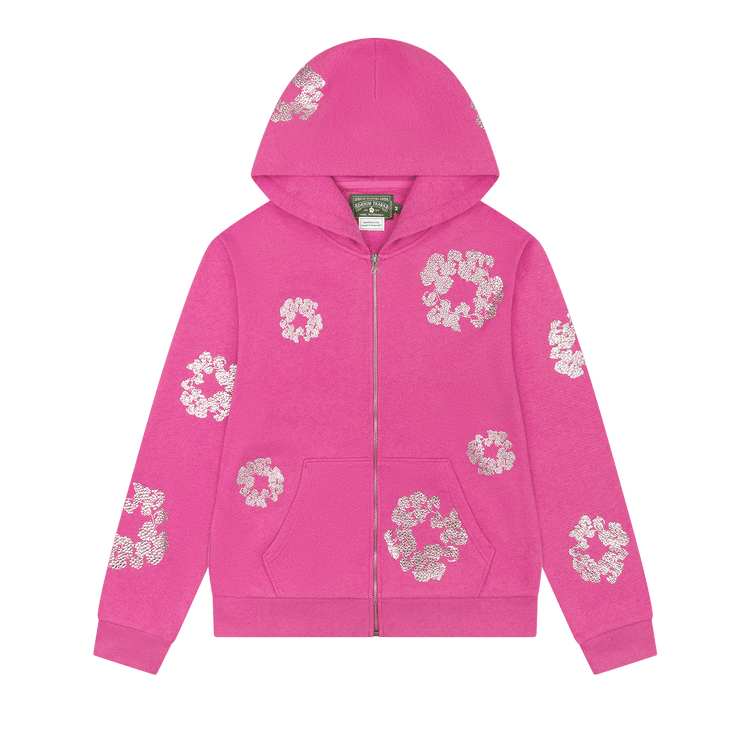 Denim Tears Cashmere Swarovski Cotton Wreath Zip Hoodie "Pink"