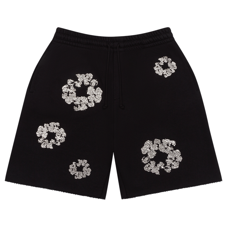 Denim Tears Cashmere Swarovski Cotton Wreath Shorts "Black"