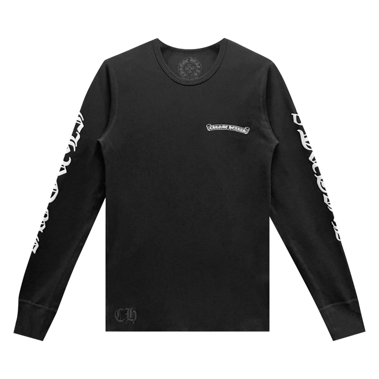 Chrome Hearts Scroll Logo Long-Sleeve Thermal T-Shirt "Black"