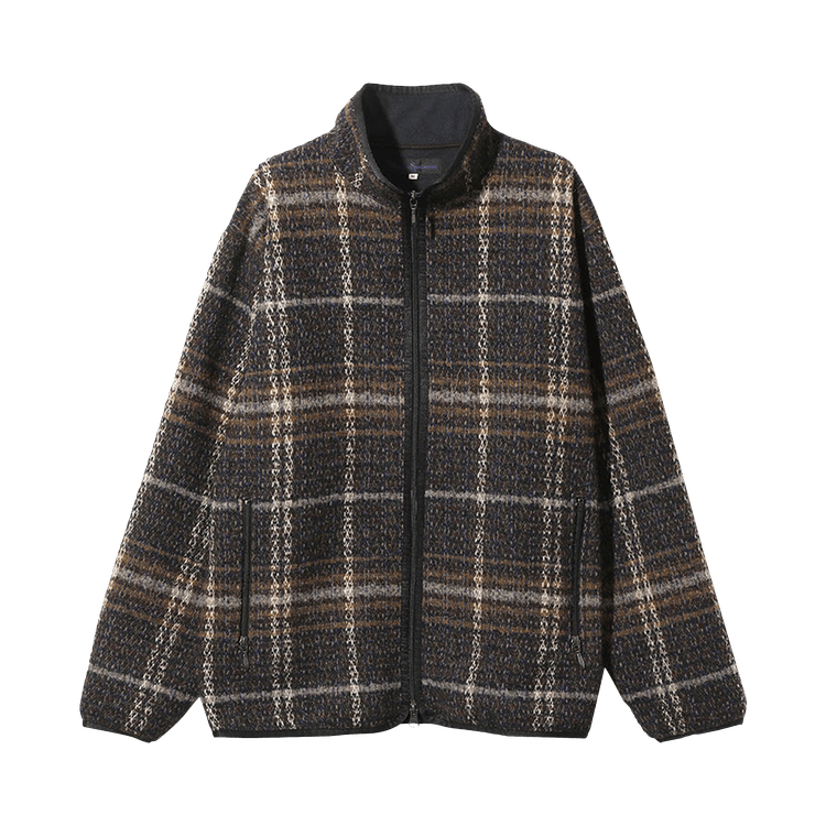 Needles W.U. Piping Plaid Tweed Jacket "Navy/Brown"