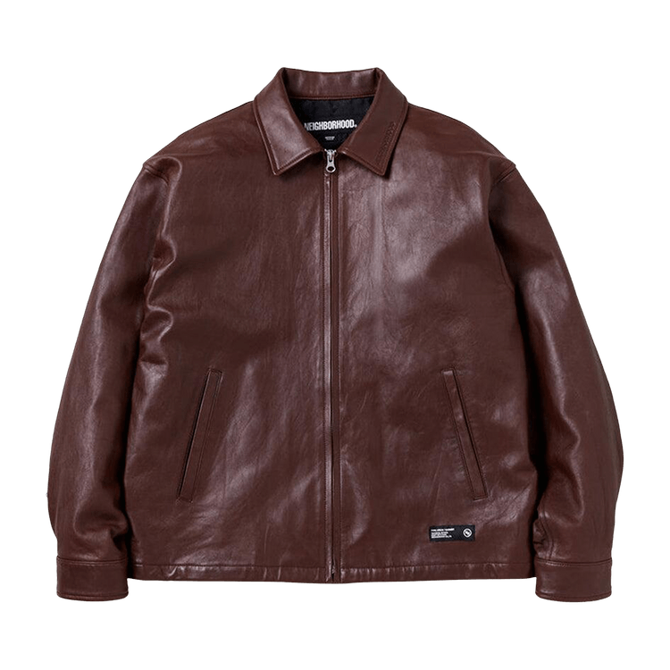 Neighborhood Leather Zip Work Jacket "Brown"