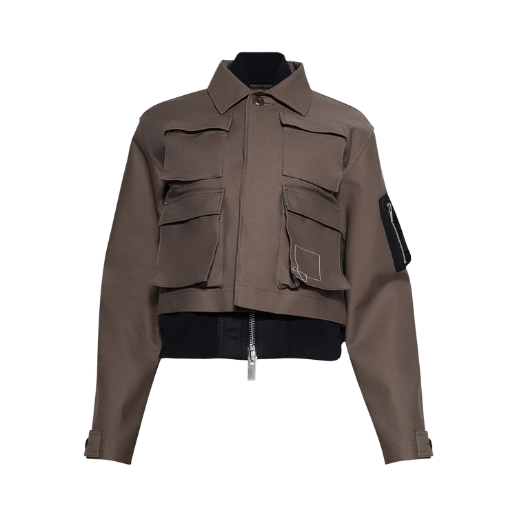 Sacai x WTAPS Cotton Back Satin x Nylon Twill Jacket "Taupe"