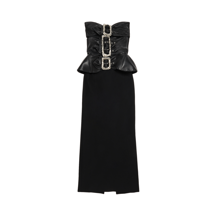 Jean Paul Gaultier Leather And Viscose Buckle Dress "Black"