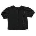 Simone Rocha Cropped Bow Slit Puff Sleeve Shirt "Black"