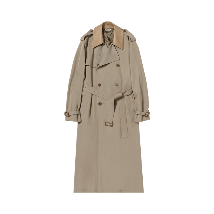 Auralee Wool Trench Coat "Khaki Beige"