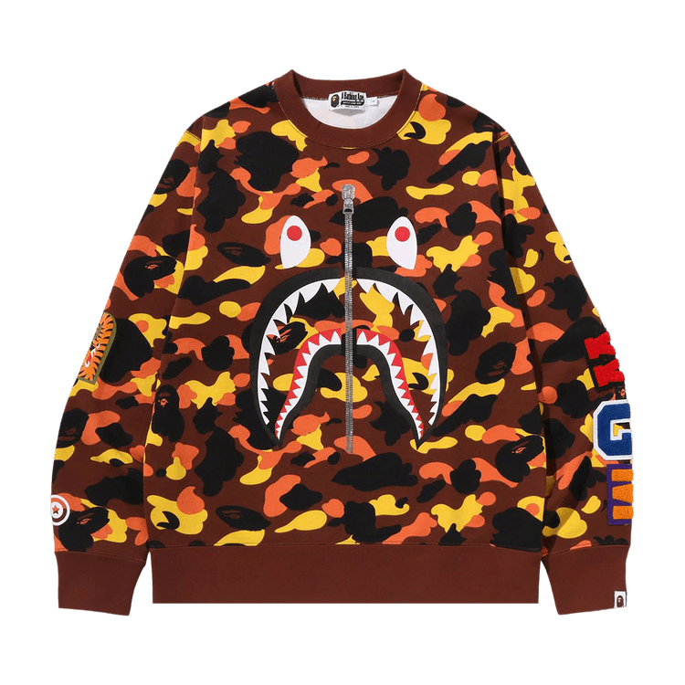 BAPE 1st Camo Shark Crewneck Sweatshirt "Orange"