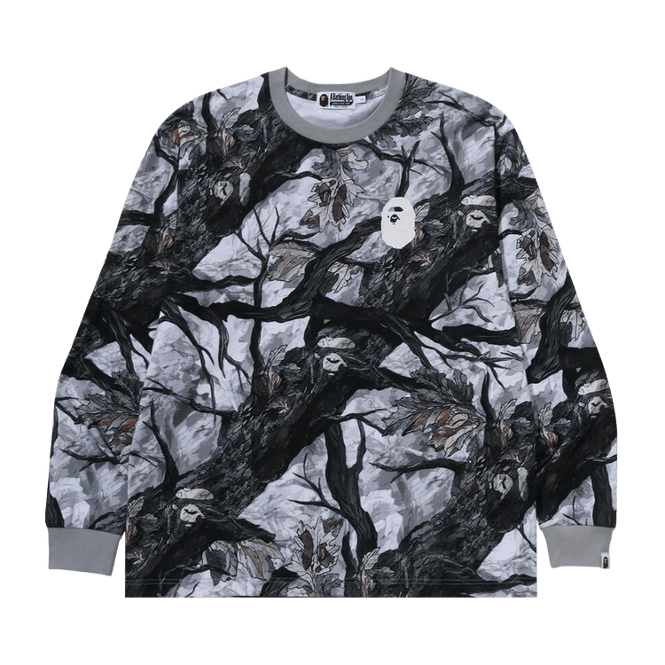 BAPE Tree Edge Camo Relaxed Fit Long-Sleeve Tee "White"