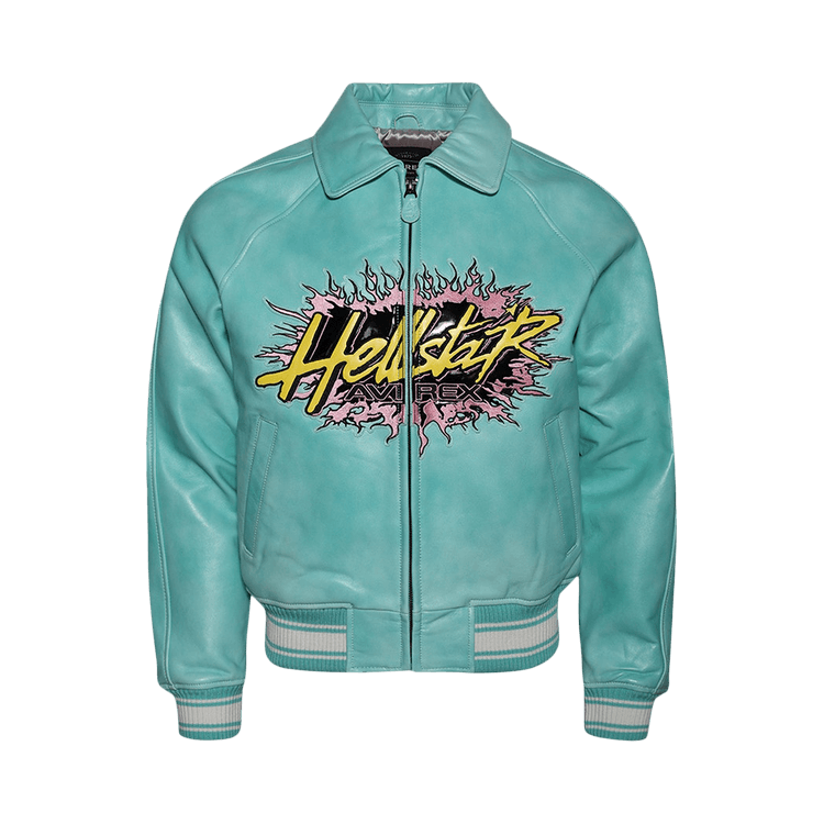 Hellstar Icon Leather Jacket "Aqua Blue"