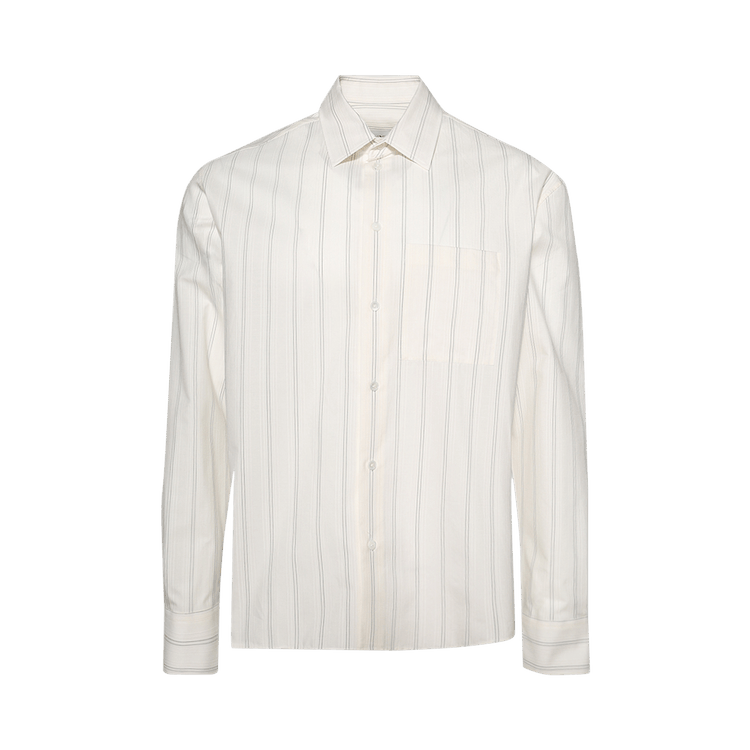 Lanvin Striped Boxy Long-Sleeve Shirt "White/Black"