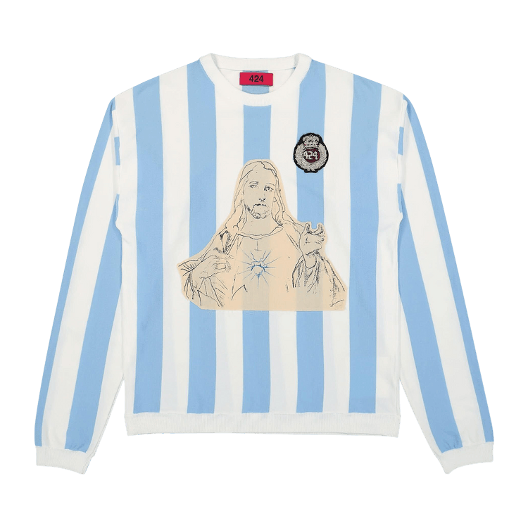 424 Striped Soccer Sweater "Light Blue"