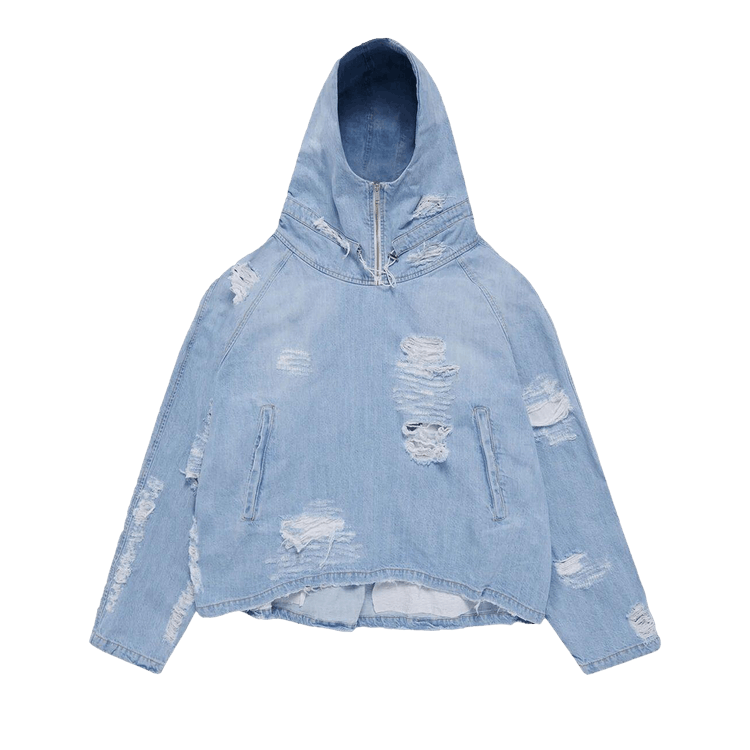 424 Distressed Denim Hooded Jacket "Light Blue"