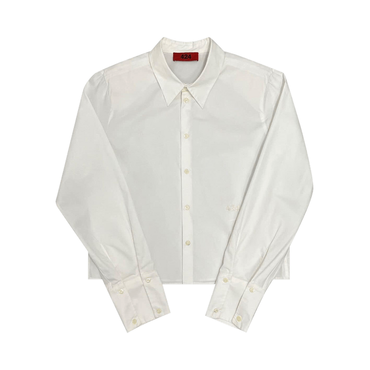 424 Cropped Long-Sleeve Shirt "White"