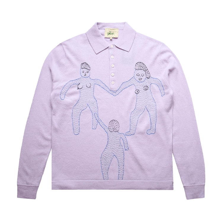 Glass Cypress Cashmere Long-Sleeve Polo "Purple"