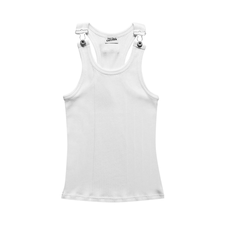 Jean Paul Gaultier Overall Buckle Ribbed Tank Top "White"
