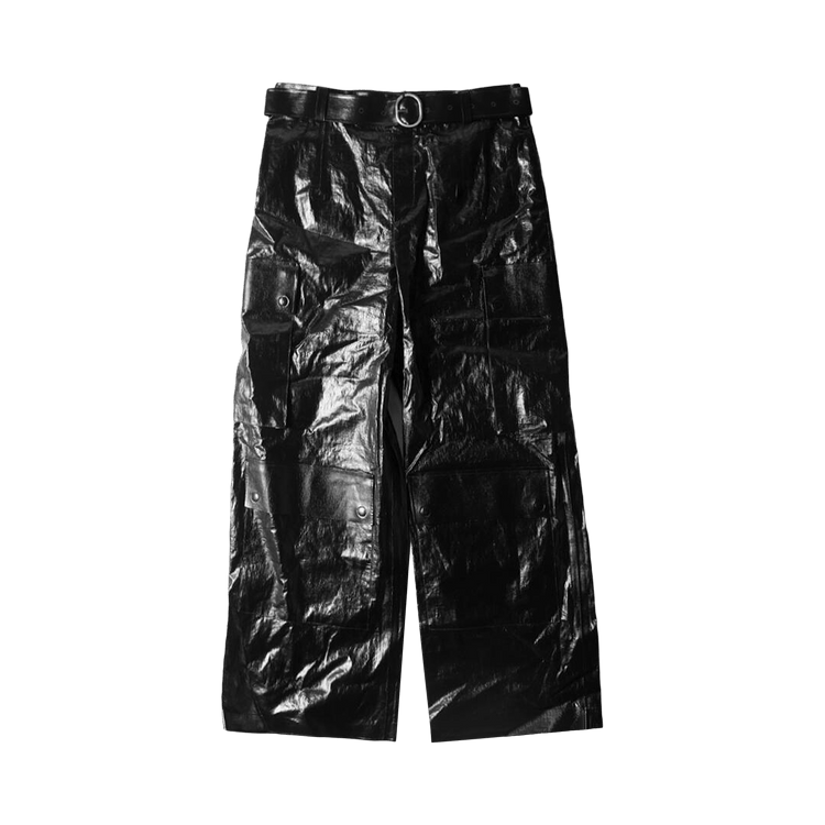 Jil Sander Shiny Coated Linen Trousers "Blue"