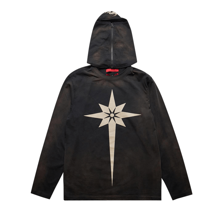KUSIKOHC Origami Print Mask Long-Sleeve T-Shirt "Brown"