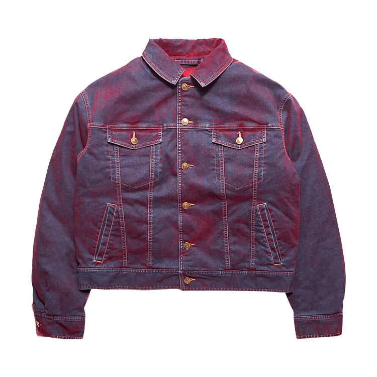 KUSIKOHC Padded Multi Rivet Denim Jacket "Red"