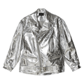 Simone Rocha Puff Sleeve Leather Biker Jacket "Silver"