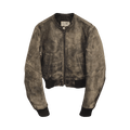 MM6 Maison Margiela Distressed Leather Bomber Jacket "Brown"