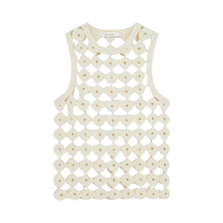 Wales Bonner Stanza Knit Crochet Vest "Beige"