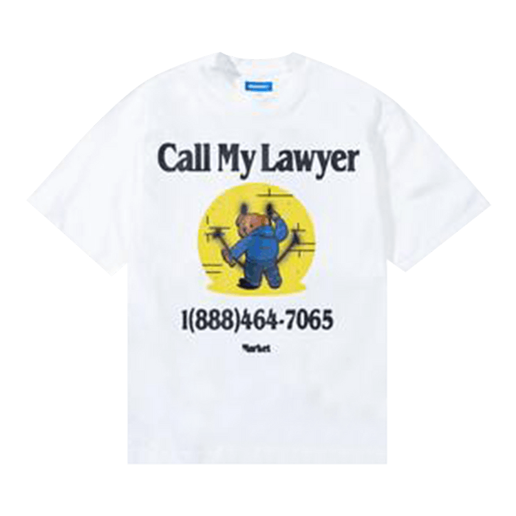 Market Smiley Call My Lawyer Bear T-Shirt "White"