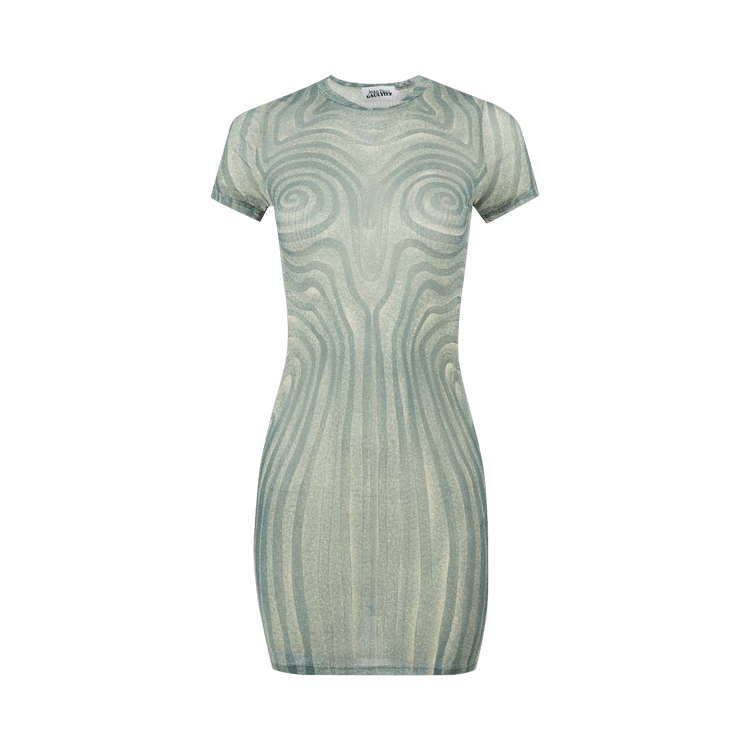Jean Paul Gaultier Short Mesh Spiral Dress "Ecru/Aqua"