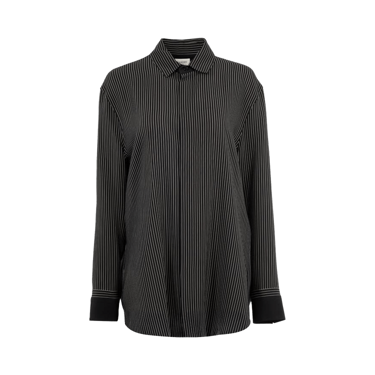 Saint Laurent Striped Button-Up Shirt "Black/Craie"