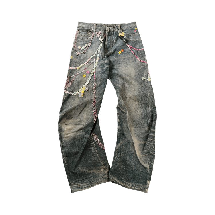 Acne Studios Loose Fit Printed Jeans "Mid Blue"