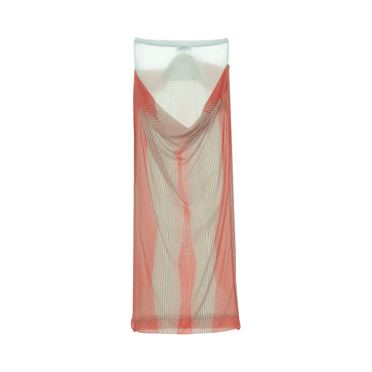 Jean Paul Gaultier Draped Pinstripe Body Morphing Long Skirt "Mint/Coral"
