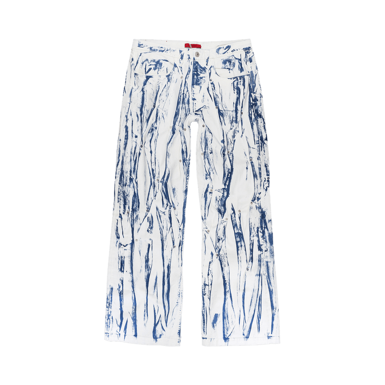 KUSIKOHC Denim Washed Relaxed-Fit Jeans "White"