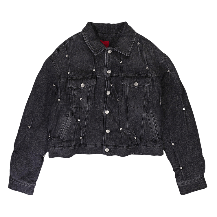KUSIKOHC Padded Multi Rivet Denim Jacket "Black"