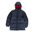 Prada Logo Puffer Coat "Navy/Red"