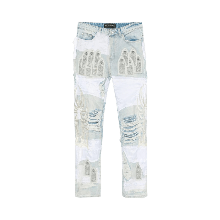 Who Decides War Winged Organza Denim Pants "Sky"
