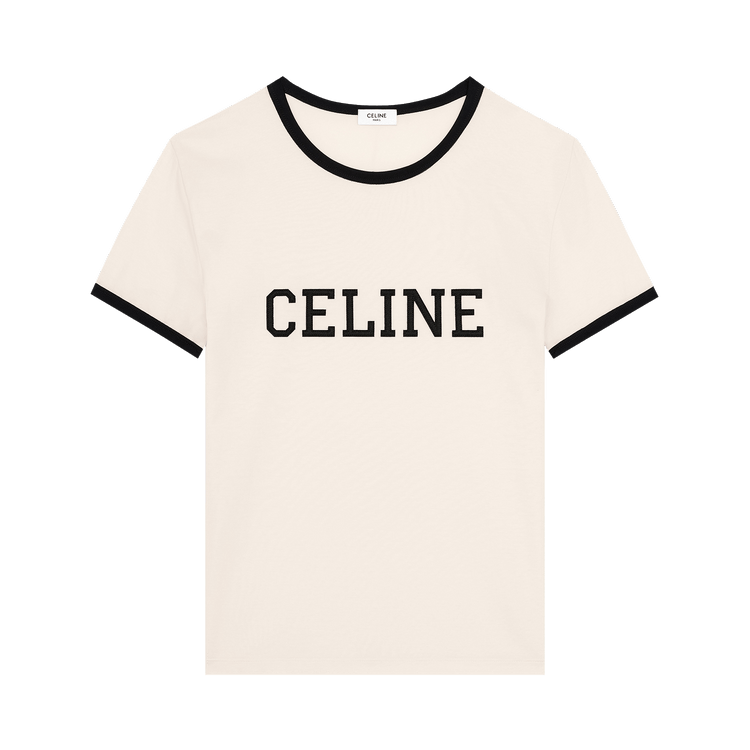 CELINE Regular Fit T-Shirt "Washed White/Black"