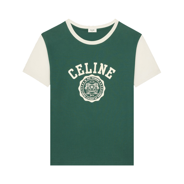 CELINE Blason Regular T-Shirt "Moss Green/Washed White"