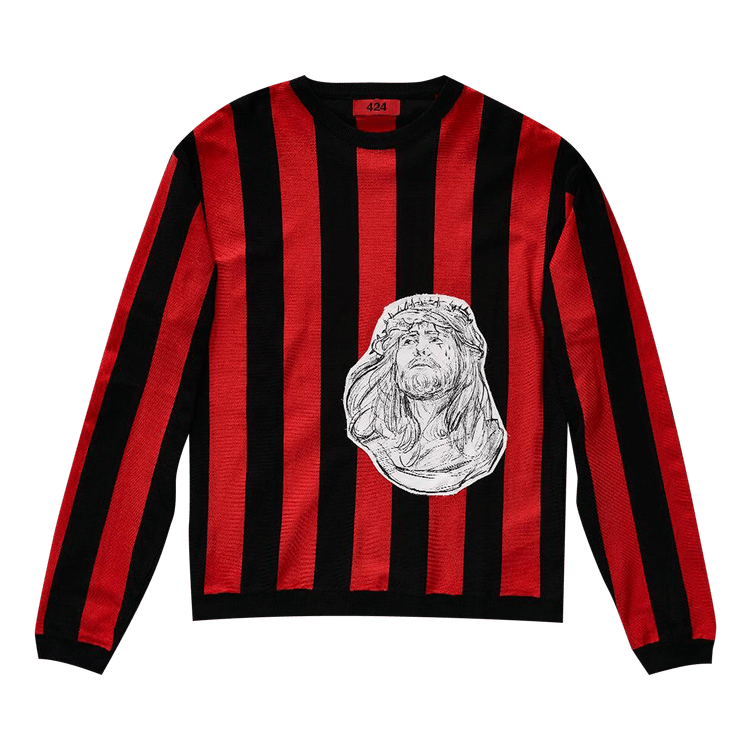 424 Knitted Striped Sweater "Red"