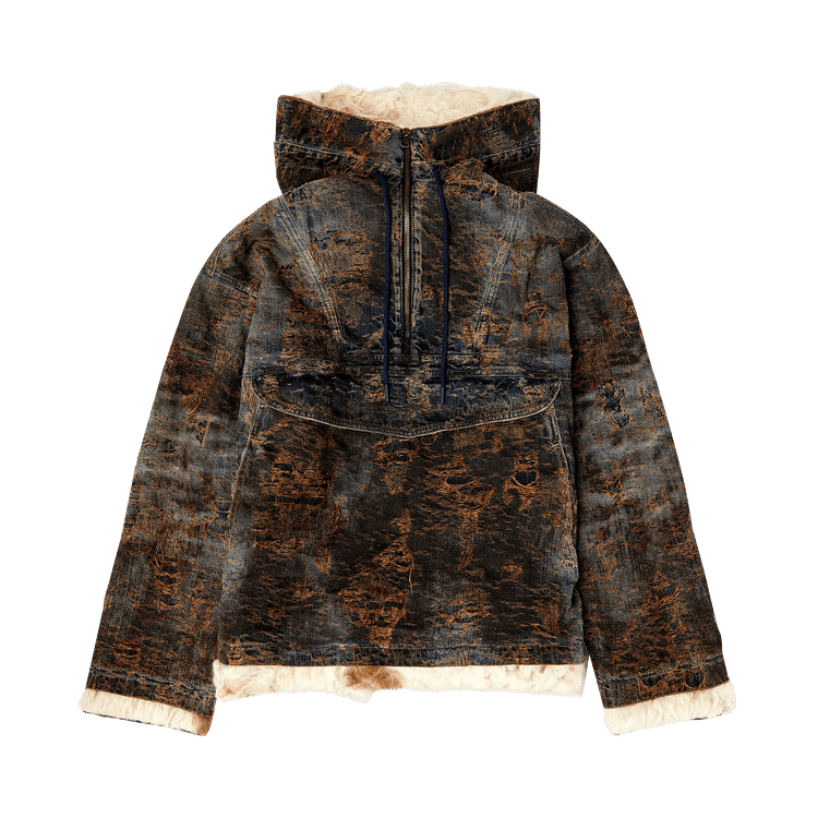 Diesel Distressed Denim Half Zip Anorak Jackets "Blue"