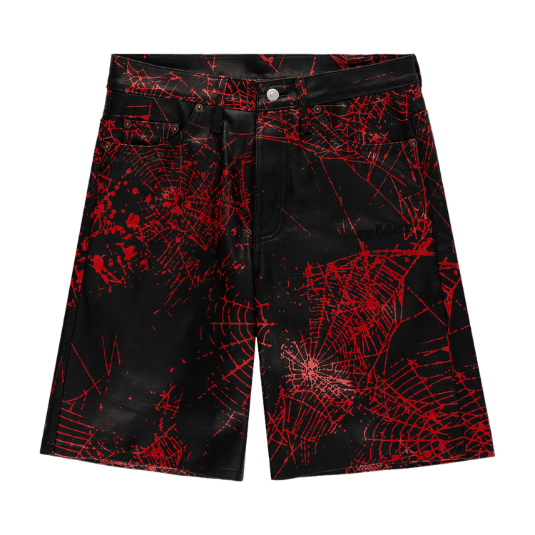 Sp5der V2 Web Leather Shorts "Black"