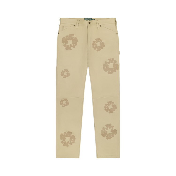 Denim Tears  Leather Laser Cut Wreath Work Pant 'Beige' 'Beige'