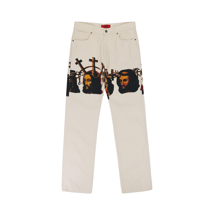 424 Graphic Baggy Pants "White"
