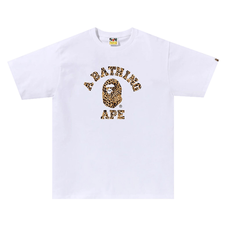 BAPE Wild Leopard Pattern College Tee "White/Beige"