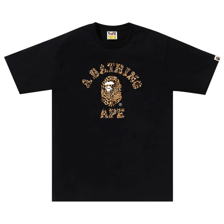 BAPE Wild Leopard Pattern College Tee "Black/Beige"