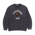 BAPE Garment Dye College Relaxed Fit Crewneck Sweatshirt "Charcoal"