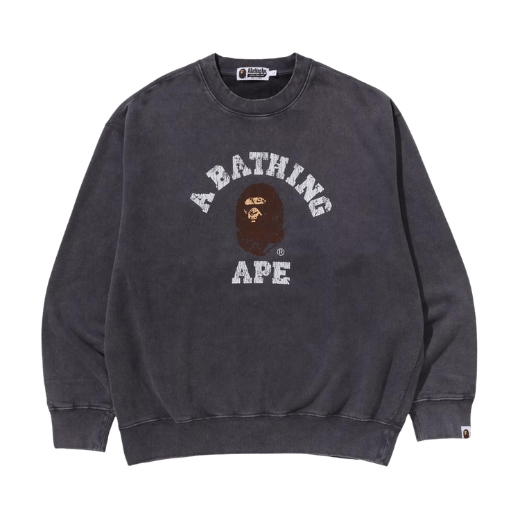 BAPE Garment Dye College Relaxed Fit Crewneck Sweatshirt "Charcoal"